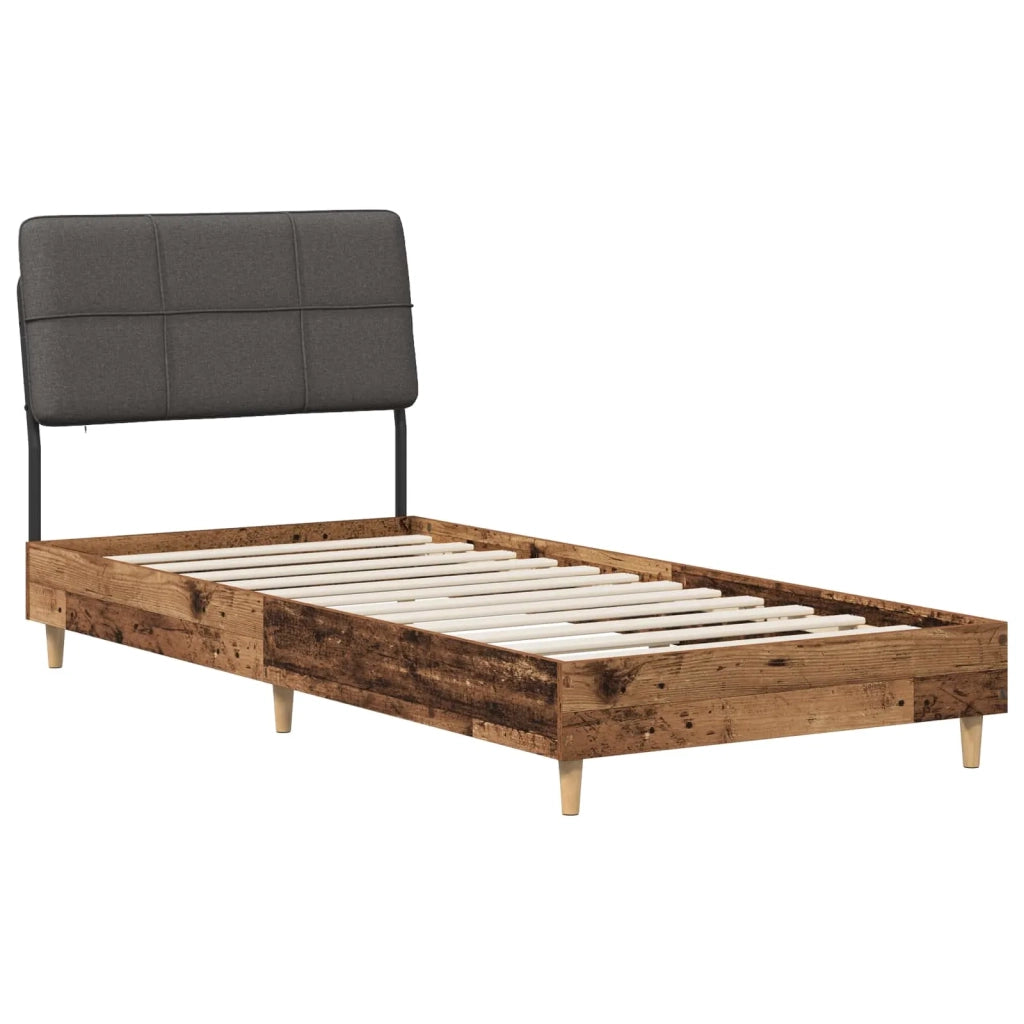 Letto singolo con testiera Legno vecchio e grigio scuro 8003483
