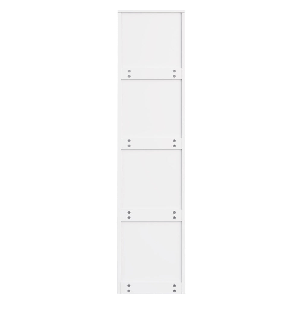 Libreria stretta bianca in MDF con ruote e contenitori, 40 × 30 × 160,5 cm