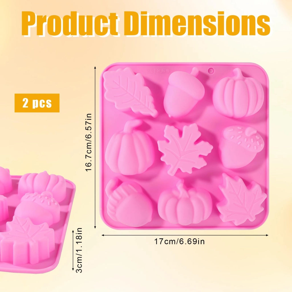 2 stampi in silicone a tema Halloween, tridimensionali, con motivi di foglie d'acero e zucche, dimensioni 17x16,7x3 cm