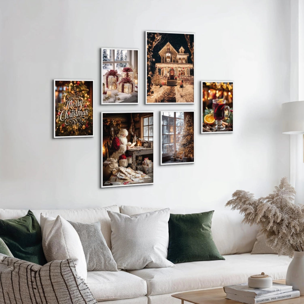 Set di 6 poster natalizi – Decorazioni murali a tema invernale, dimensioni 30x40 cm e 21x30 cm