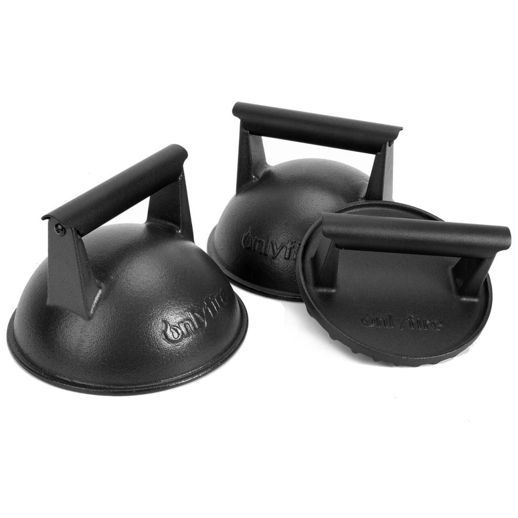 Kit per hamburger smash in ghisa smaltata, con 2 coperchi