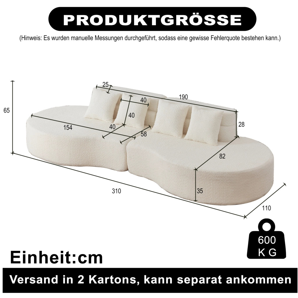 Divano modulare ULEVR beige in ciniglia, 2 elementi combinabili con schienale stratificato