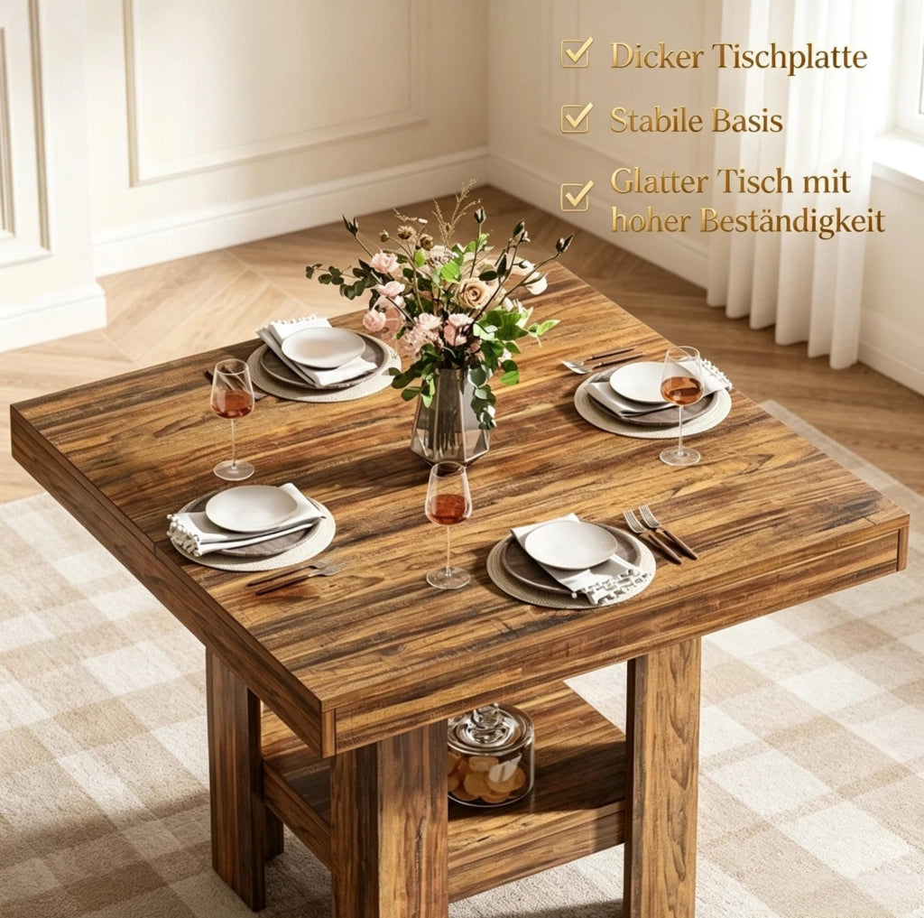 Tavolo da pranzo quadrato 80 x 80 cm marrone per 2 persone