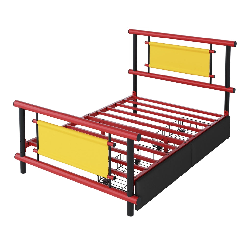 Letto singolo in metallo 90x200 con cassetti