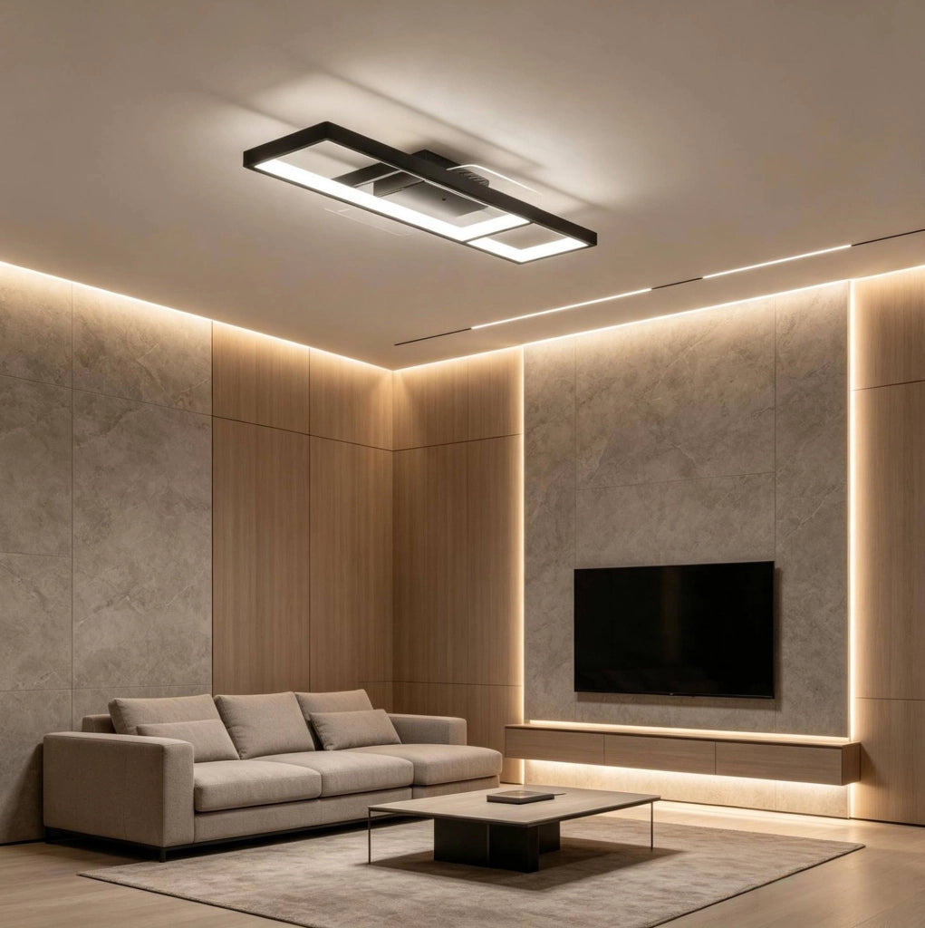 Plafoniera LED nera 43 W 70 x 30 cm, 4600 lm, dimmerabile