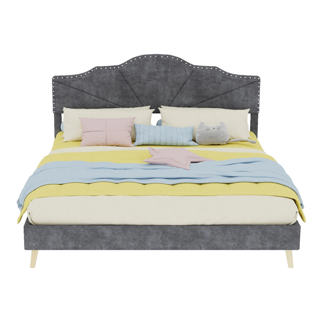 Letto imbottito grigio 160x200 cm