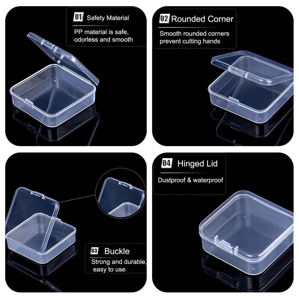30 mini contenitori di plastica, 5x5x2 cm, trasparenti