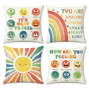 Set di 4 federe per cuscini, 45x45 cm, in poliestere, motivo arcobaleno