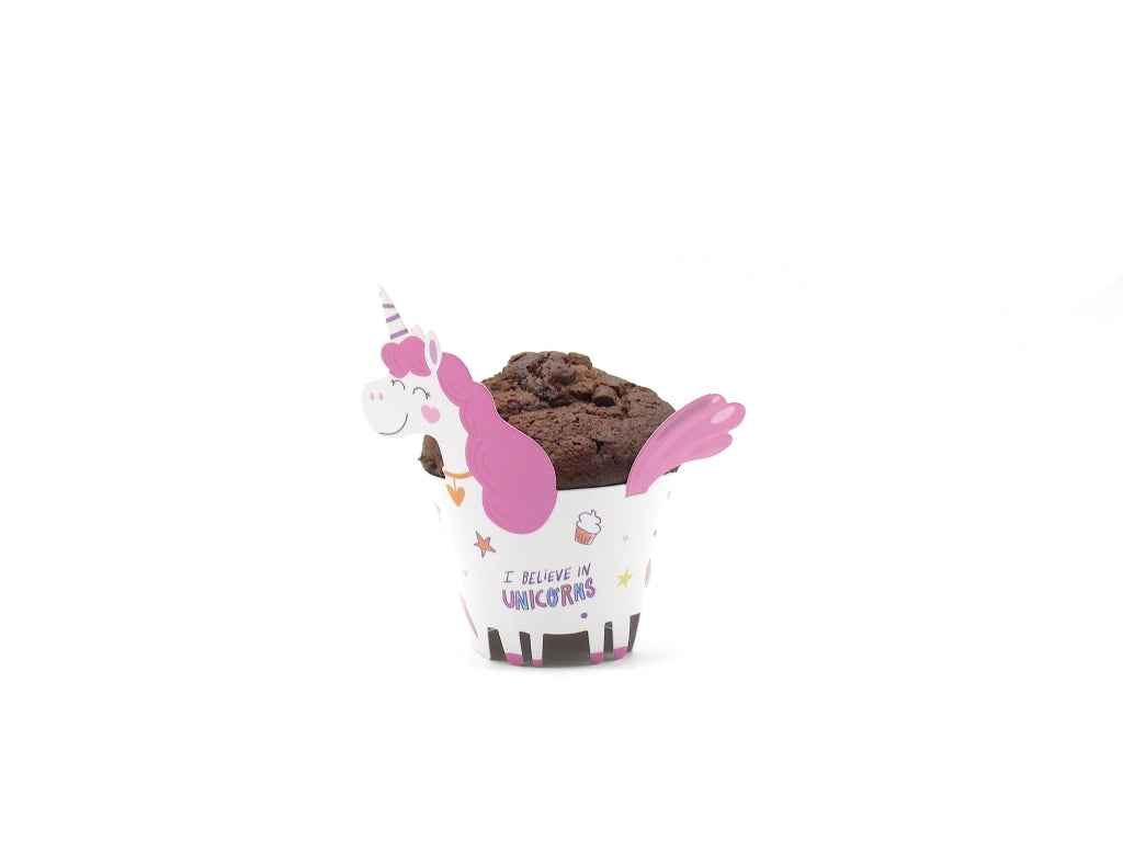 Confezioni per muffin a tema unicorno, 24 pezzi, 12 design diversi, in carta, 6,5 cm