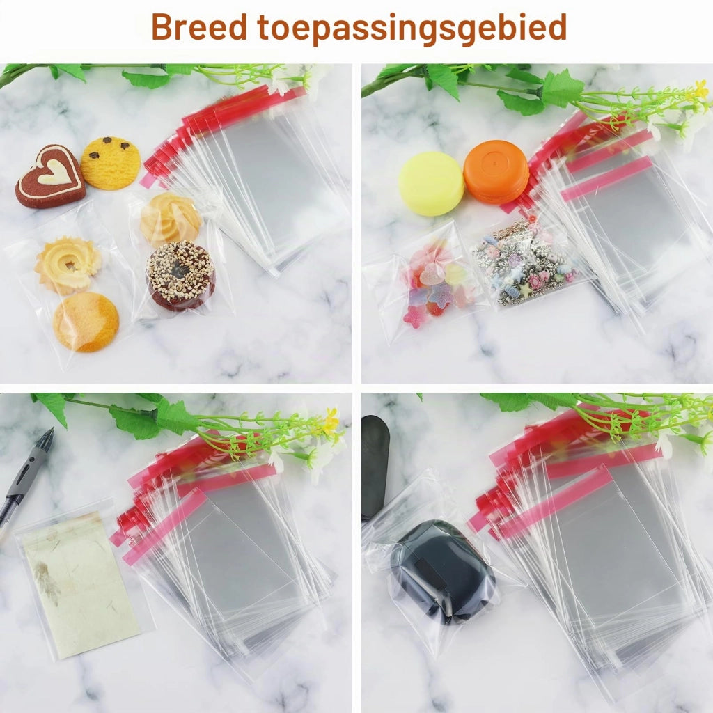 120 sacchetti di cellophane trasparenti, 7x10 cm, autoadesivi