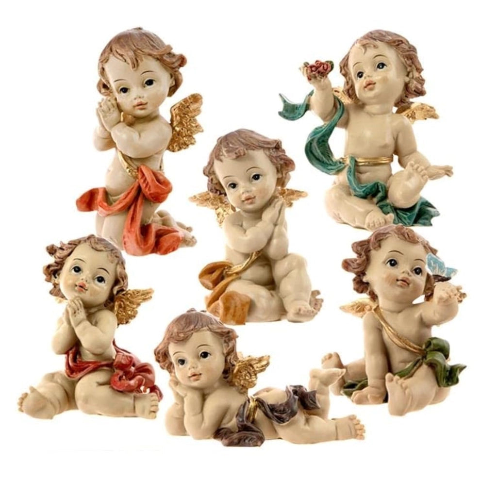 6 figurine di angeli per bambini, alte 7,5 cm, realizzate in resina