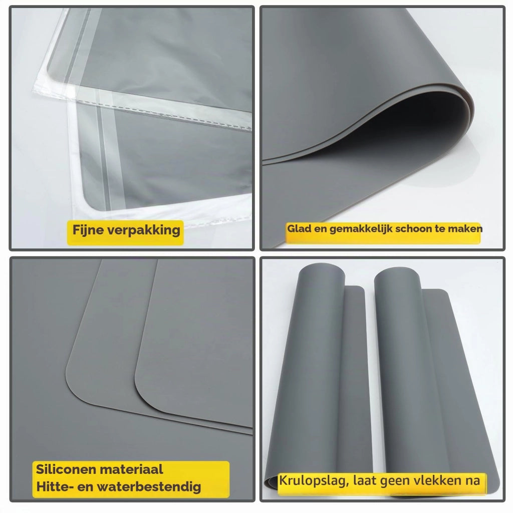 Set da 2 sottopiatti in silicone, con rivestimento antiaderente, antiscivolo e resistente al calore, colore grigio