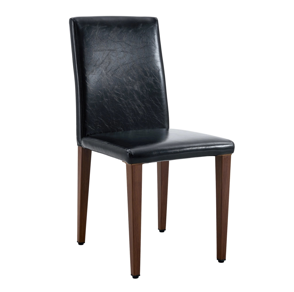 Set 6 sedie da pranzo moderne in PU nero e metallo noce