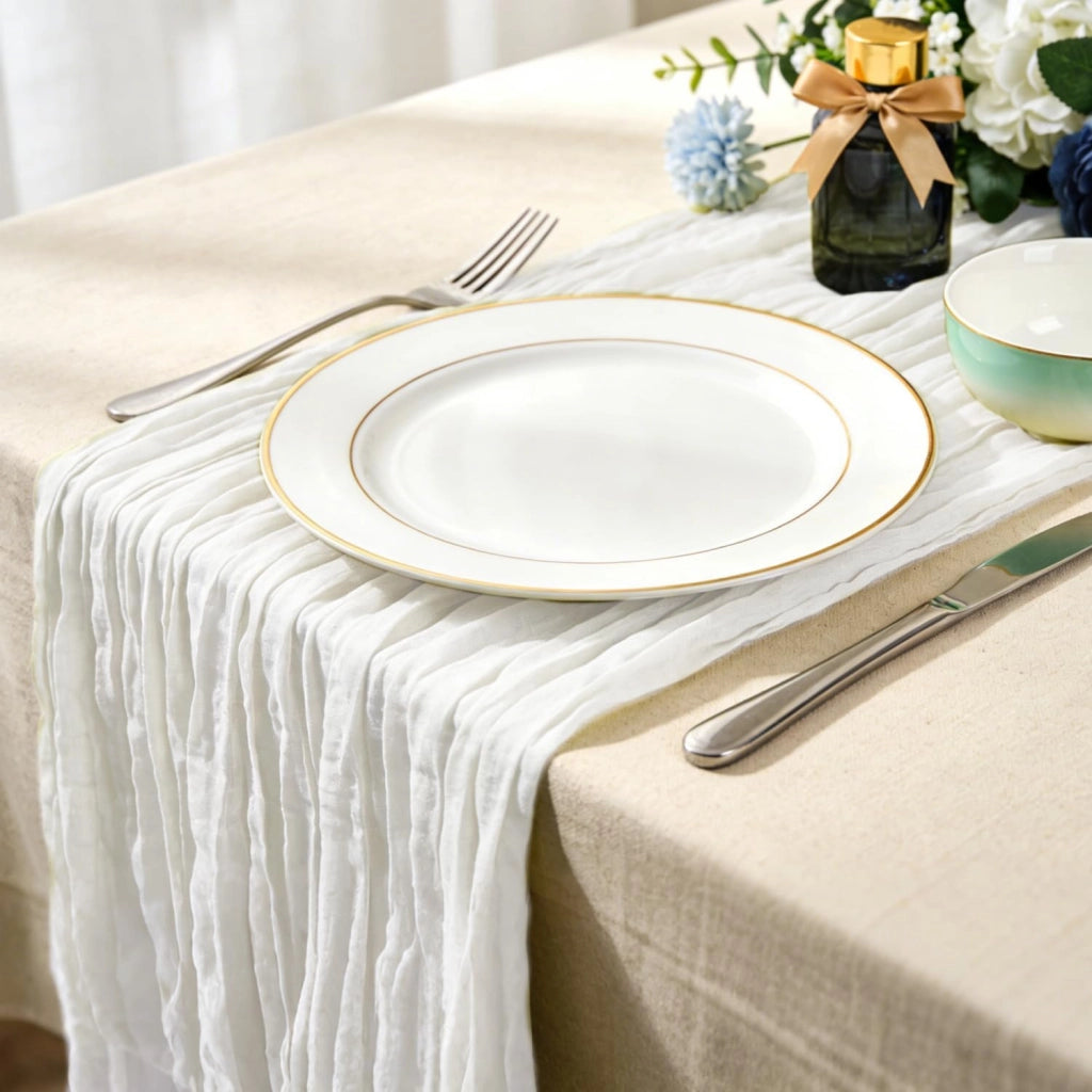 Set di 2 tovagliette da tavolo in mussola, 90 x 300 cm, stile bohémien