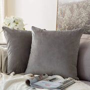 Cuscini decorativi, copri cuscini 65x65 cm, 2 pezzi, grigio, in velluto