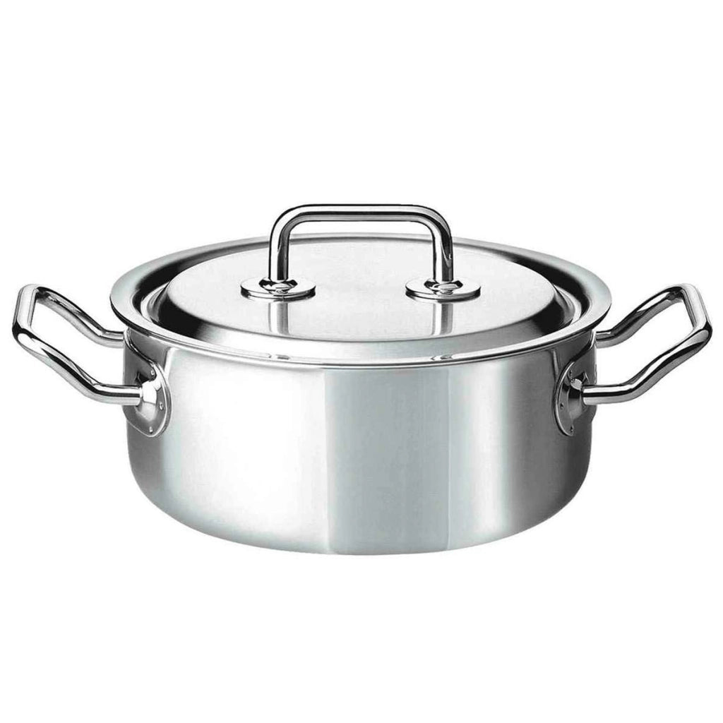 Pentola con coperchio, in acciaio inossidabile, diametro 20 cm, capacità 2,7 litri, colore argento