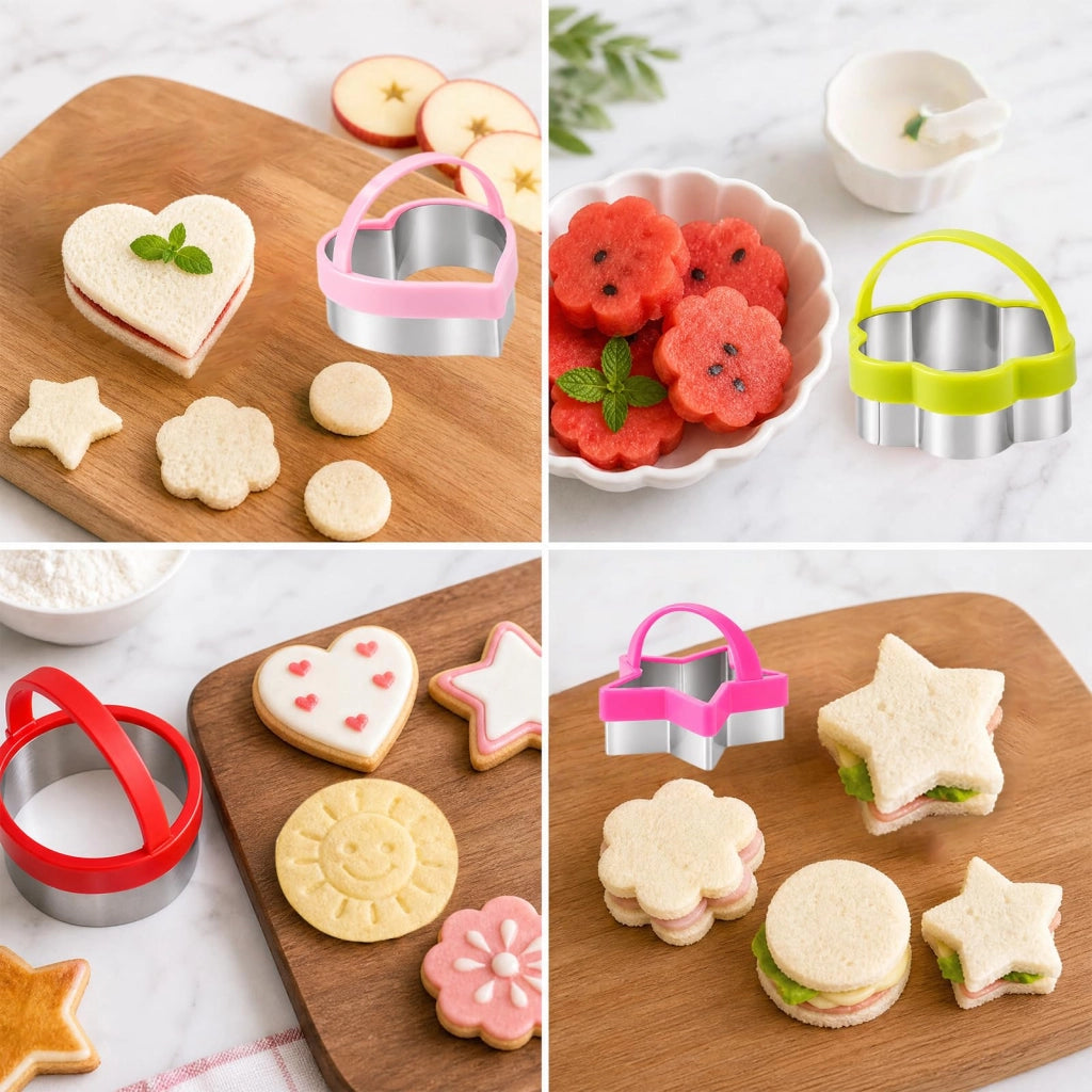 Set di 12 formine per biscotti, impilabili, con 4 diversi motivi