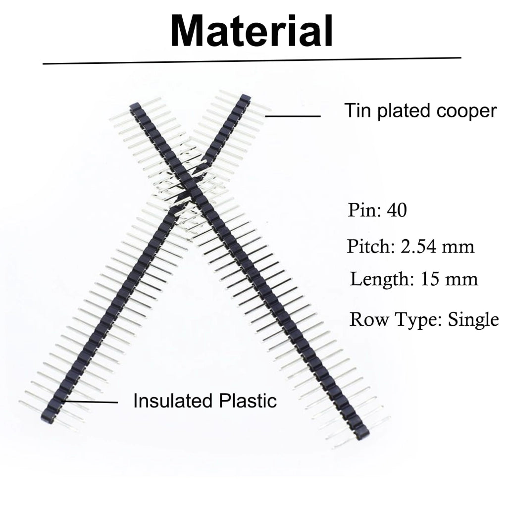 Barra di connessione a 40 pin, passo di 2,54 mm, lunghezza 15 mm, confezione da 20 pezzi