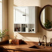 Mobile da bagno a parete in MDF bianco con 2 ante e ripiano regolabile, 60x19,5x60 cm