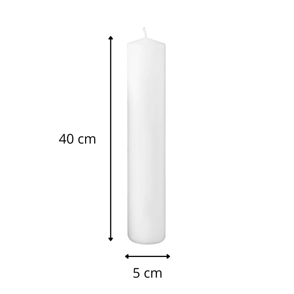 Candele per altare, 5 pezzi, 40 cm di lunghezza, colore bianco "Cloud", lunga durata di combustione