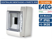 CENTRALINO A PARETE  4 MODULI TENUTA STAGNA IP65 COLORE GRIGIO CON SPORTELLO FAEG - FG14504