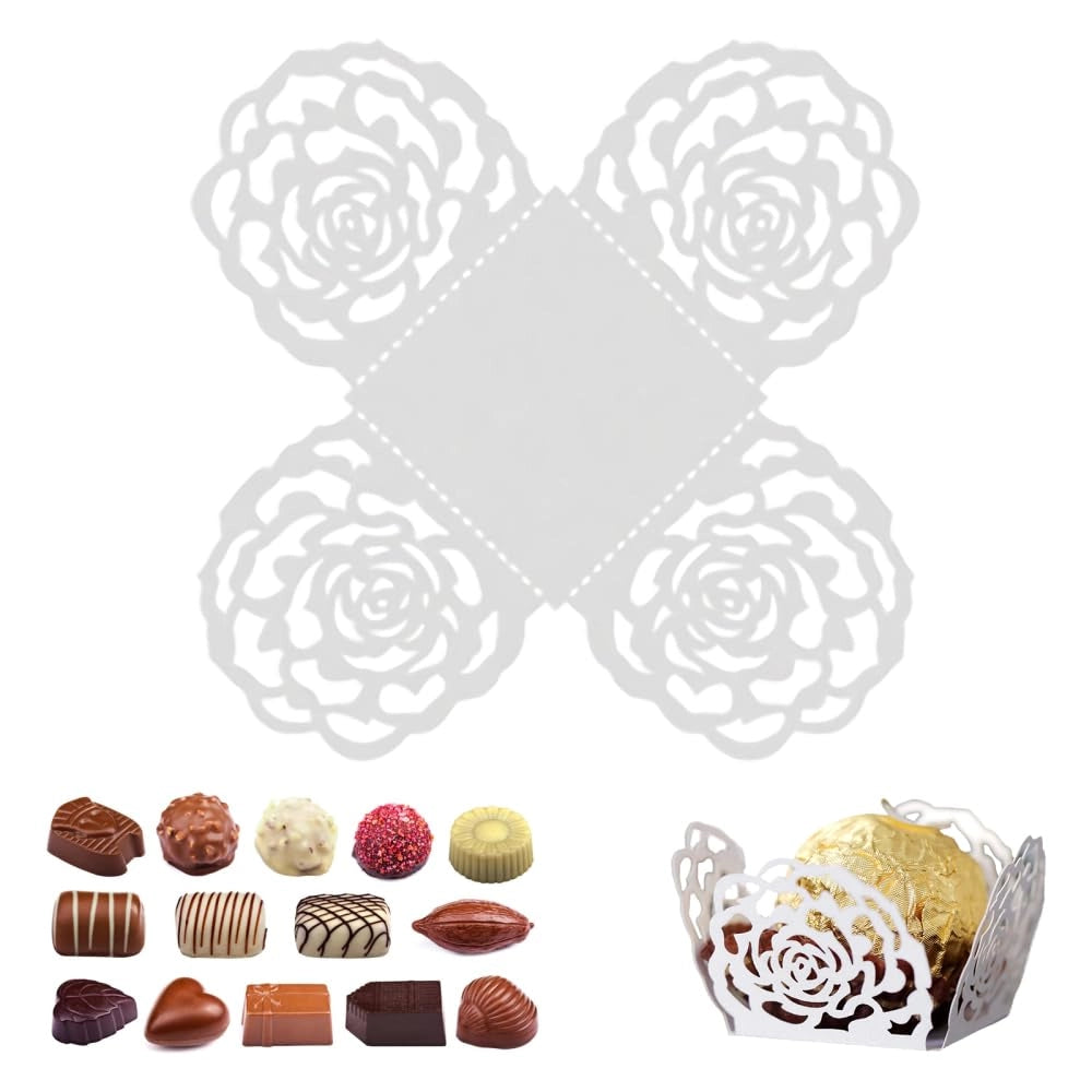 50 pirottini di carta per cioccolatini, mini cupcake, dimensioni 8,46 x 8,41 cm, carta