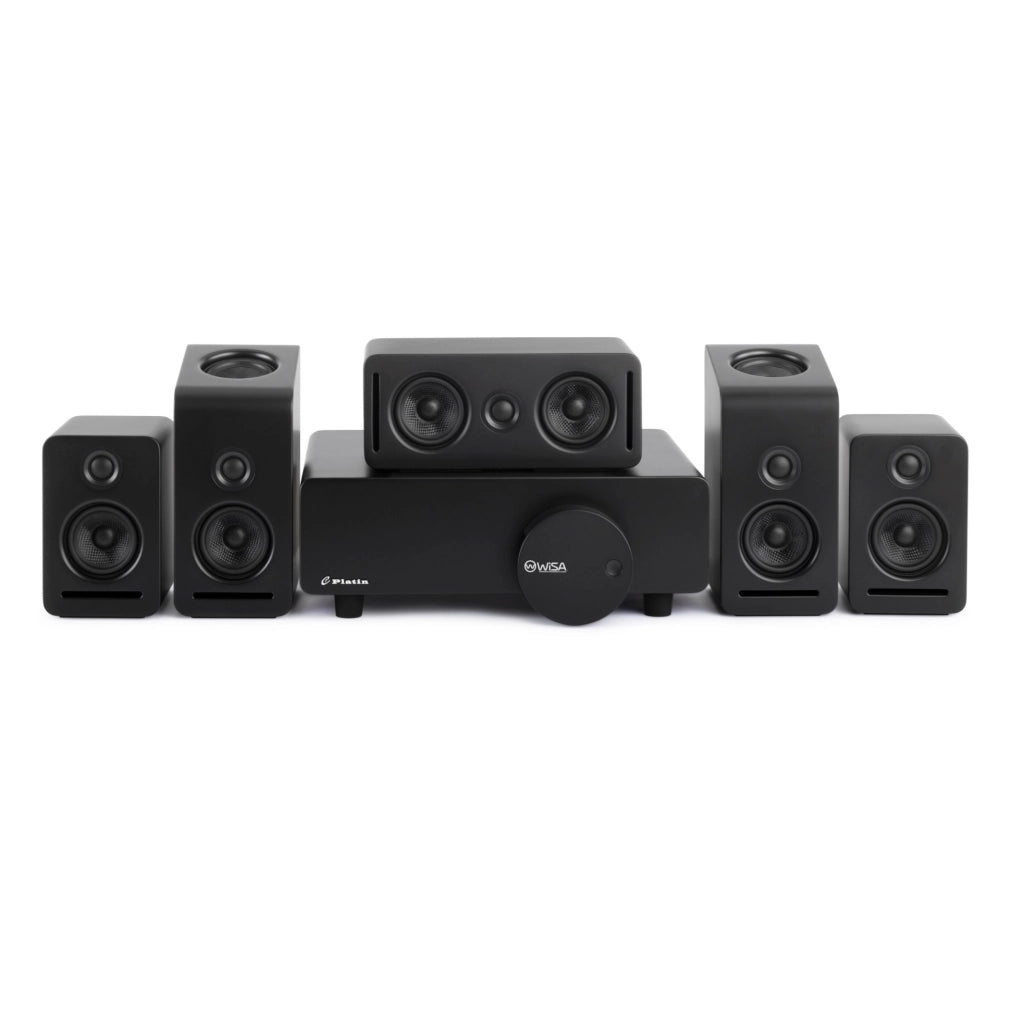Sistema home theater wireless ULEVR 5.1.2 con audio spaziale, subwoofer e diffusori con griglie rimovibili, nero