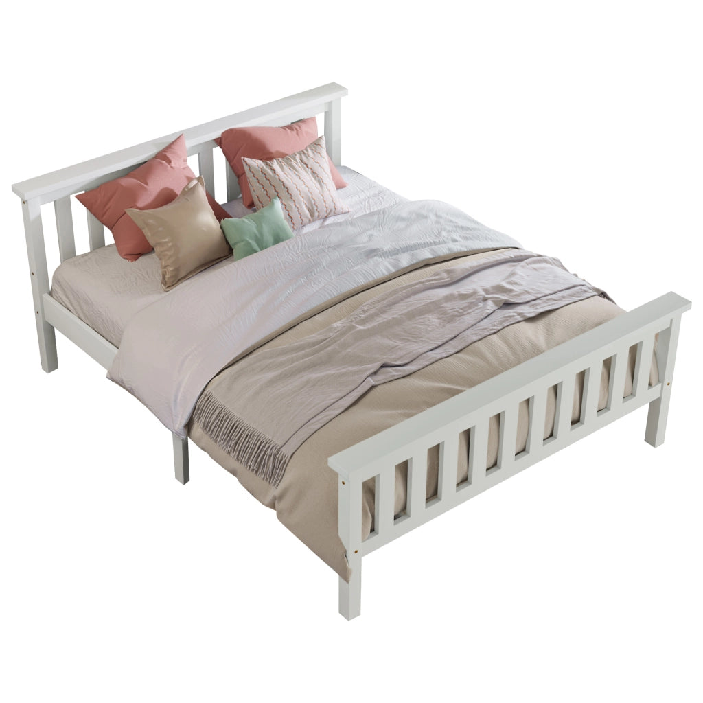 Letto matrimoniale 140 x 200 cm bianco con rete a doghe