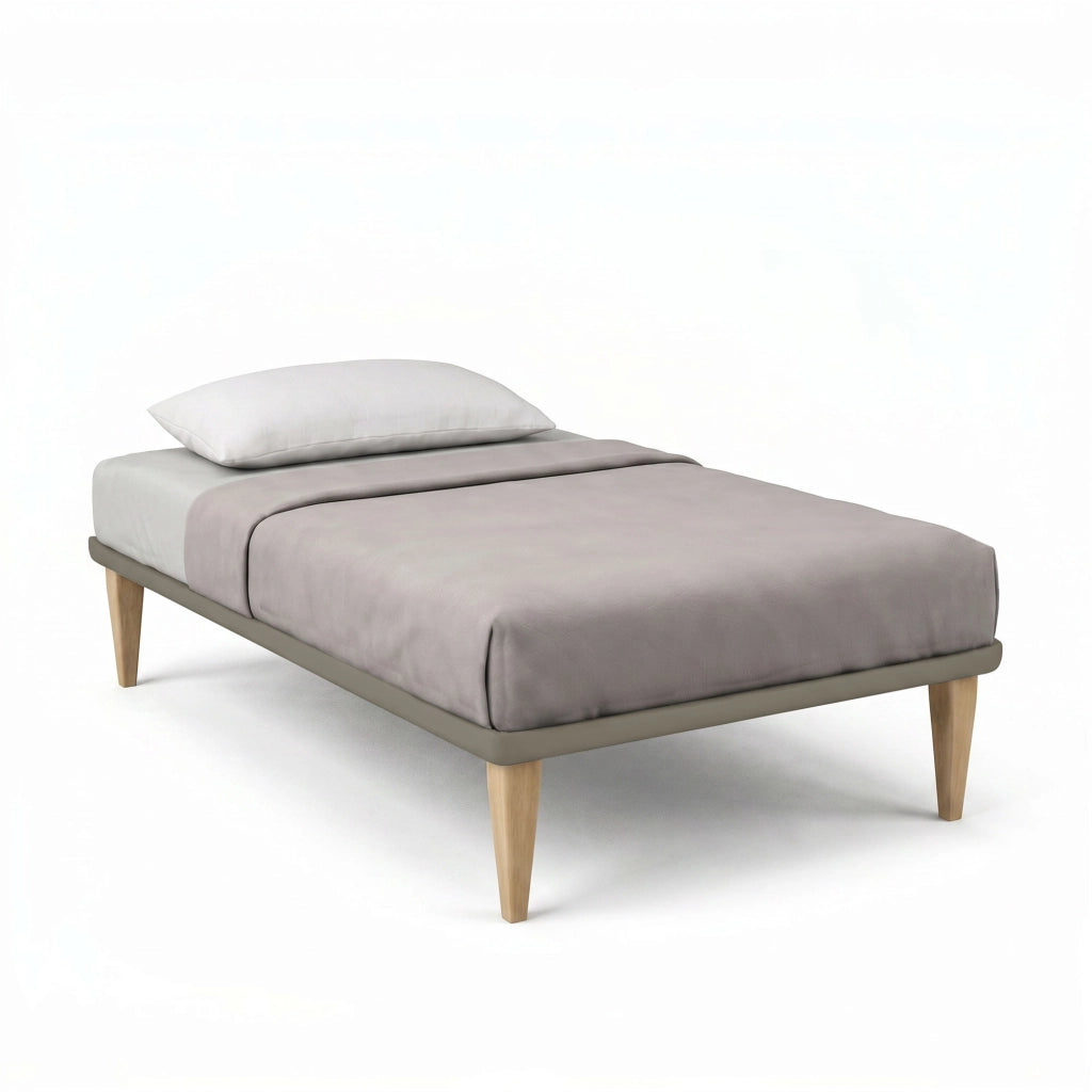 Letto 1 Piazza e Mezza con Rete Rivestita 120x190 cm Similpelle Cappuccino Tessis