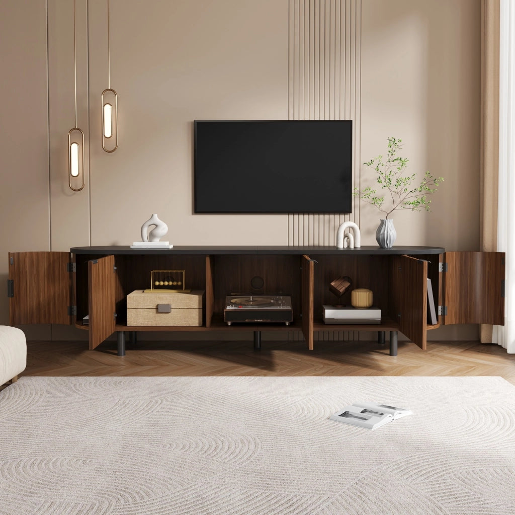 Mobile TV moderno 170 cm noce in MDF con 5 ante