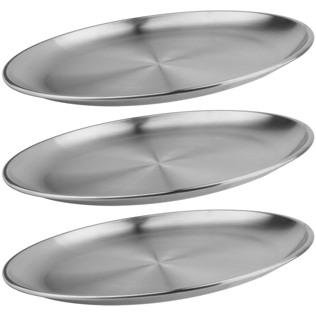 Set di 5 piatti piani in acciaio inossidabile, diametro 26 cm, forma rotonda, resistenti alla ruggine
