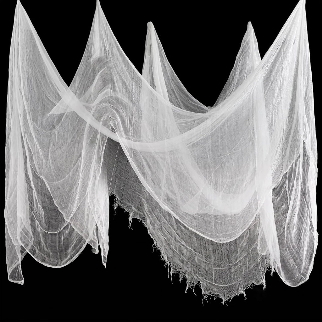 Tessuto decorativo per Halloween, 215 x 500 cm, tessuto bianco, riutilizzabile