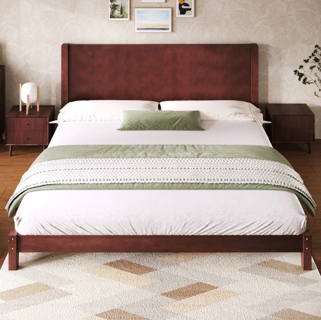 Letto piattaforma 180x200 cm con testiera e rete a doghe, marrone