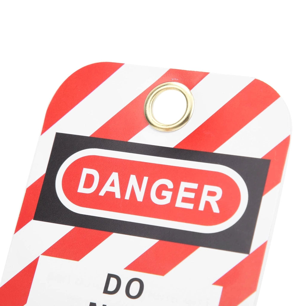 Etichette di sicurezza per lockout-tagout, 10 pezzi, PVC, 10x5 cm, rosse, per industria e chimica
