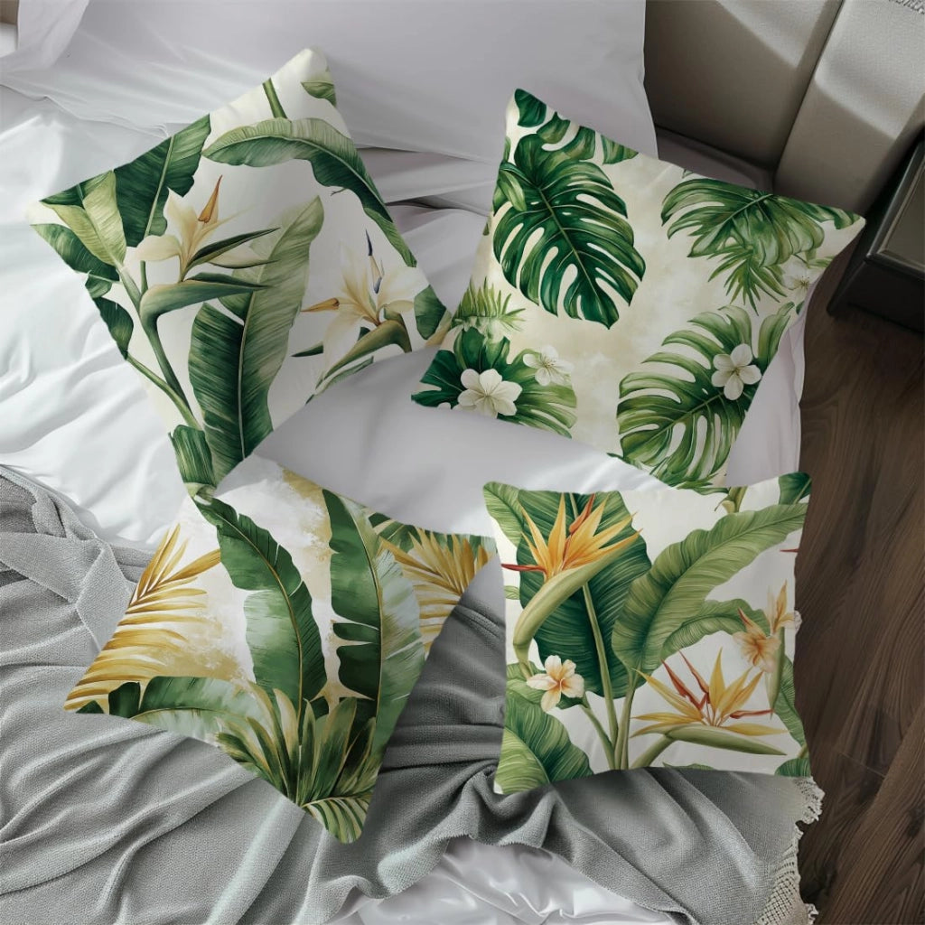 Coperte per cuscini con motivo a foglie, 45x45 cm, confezione da 4, in poliestere