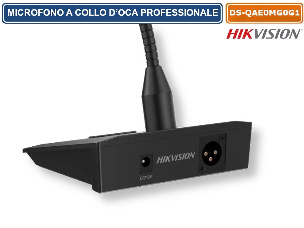 HIKVISION DS-QAE0MG0G1 MICROFONO A COLLO D’OCA PROFESSIONALE PER SISTEMI PA CON PREAMPLIFICATORE INTEGRATO E SUPPORTO ALIMENTAZIONE PHANTOM