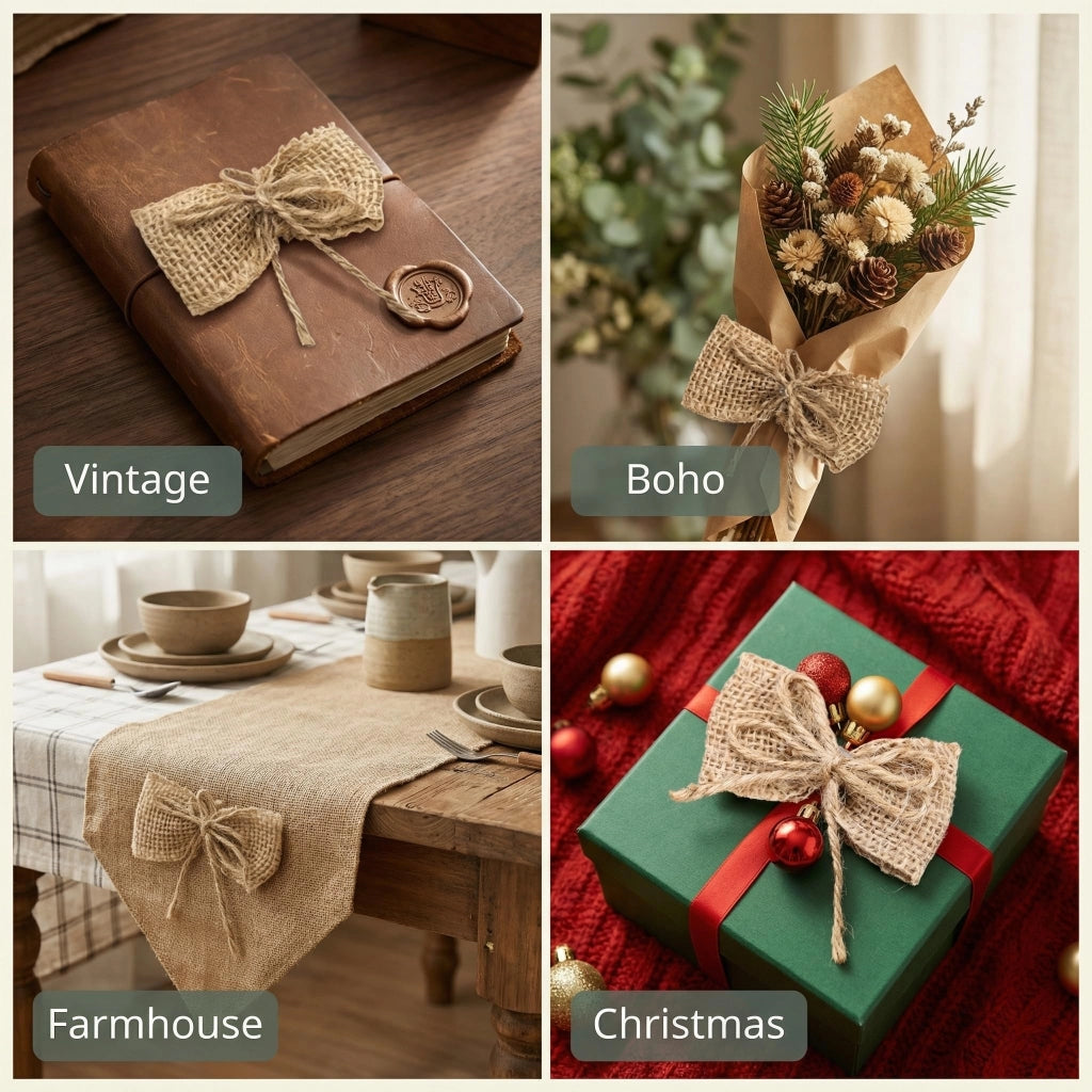 Sacchetti in juta, 10 pezzi, 4x6,5 cm, decorazioni rustiche fai-da-te