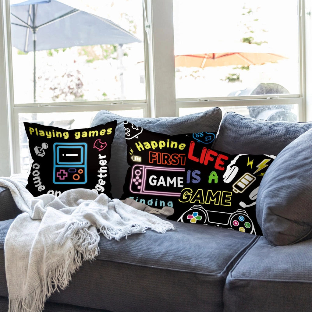 Coperte per cuscini da gaming, 45x45 cm, set da 4, con motivo a controller