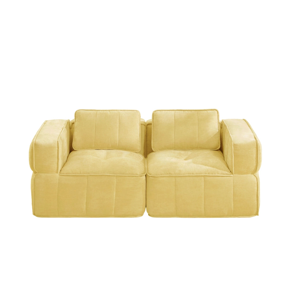Divano modulare senza telaio giallo in poliestere, 198 cm