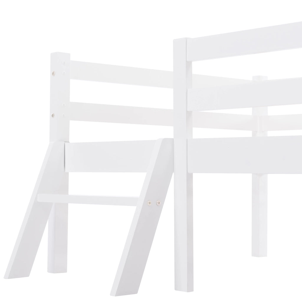 Letto per bambini a soppalco bianco 90x200 cm con scala