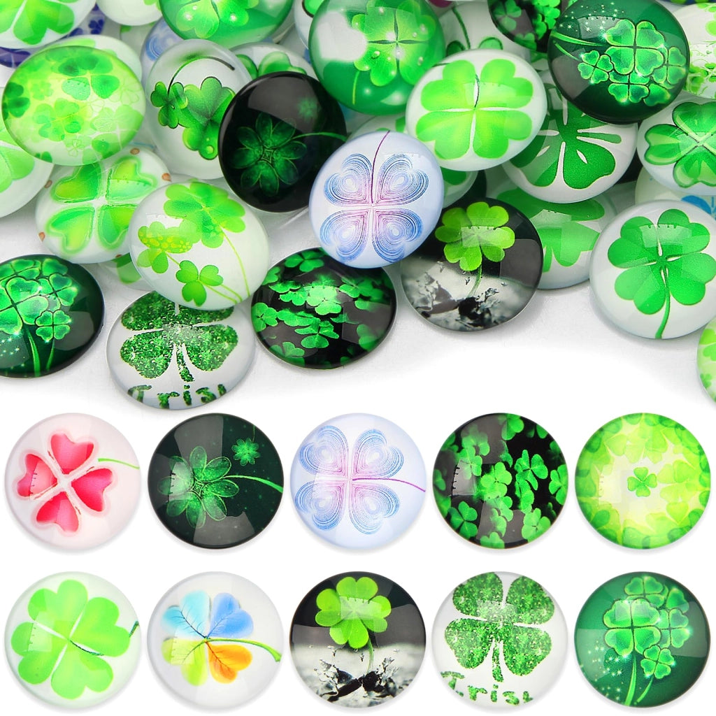 45 biglie di vetro colorate, a forma di quadrifoglio, 25 mm, elementi per la creazione di oggetti fai-da-te