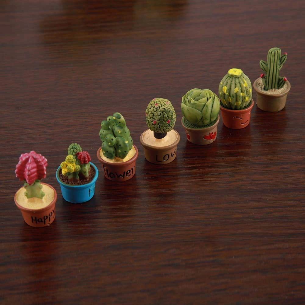 Set di 7 mini piante artificiali, verdi, di 3,5 cm, per decorazioni