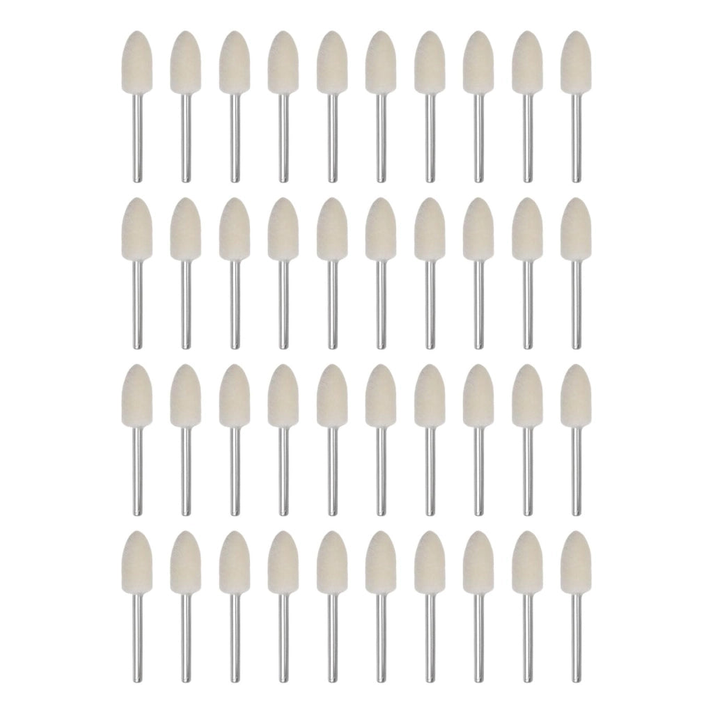 40 inserti abrasivi conici in feltro di lana, con testa da 8 mm e gambo da 3 mm
