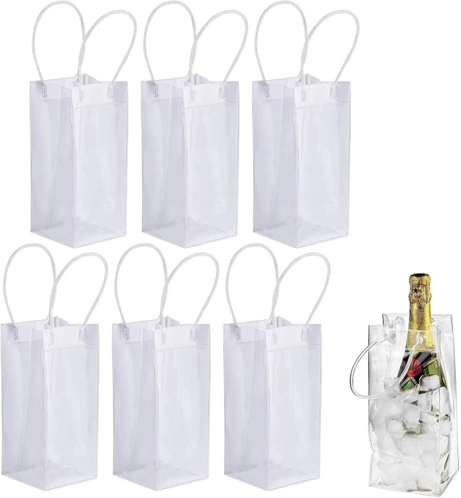 Raffreddatori per bottiglie in PVC trasparente, confezione da 6 pezzi, dimensioni 10x10x25 cm