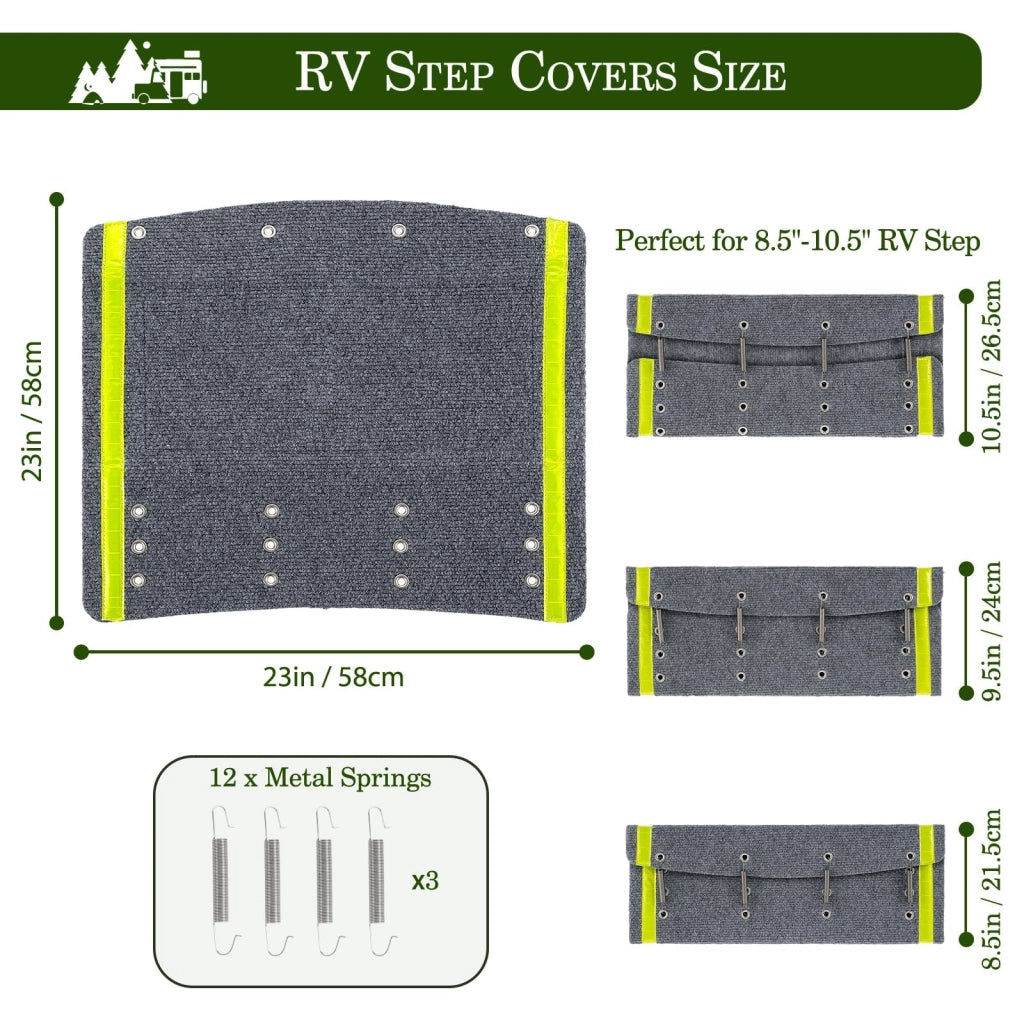 Coperture antiscivolo per camper, luminose, confezione da 3 pezzi, dimensioni da 20,3 a 27,9 cm