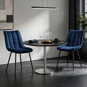 SEDIE da pranzo Set da 2 Blu in velluto con gambe in metallo
