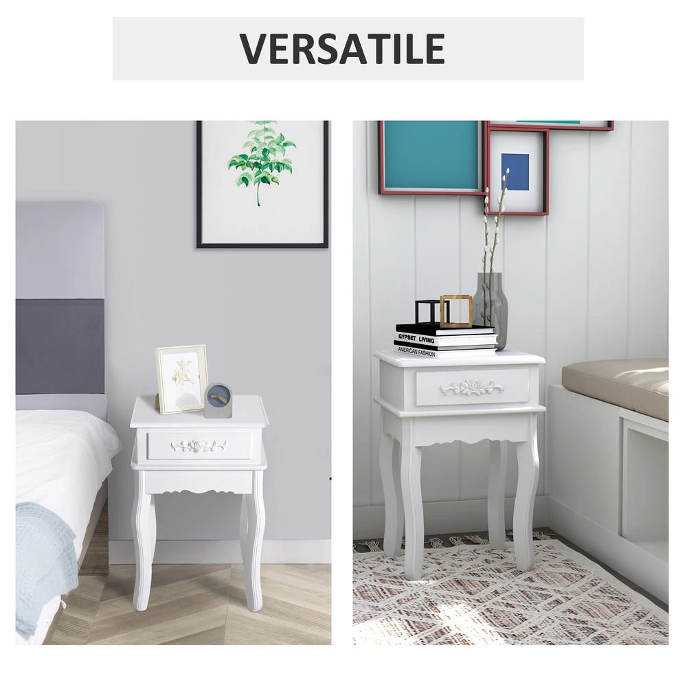 Comodino Tavolino Moderno in Legno con Cassetto, Mobiletto Multiuso Salvaspazio Robusto per Camera da Letto e Salotto