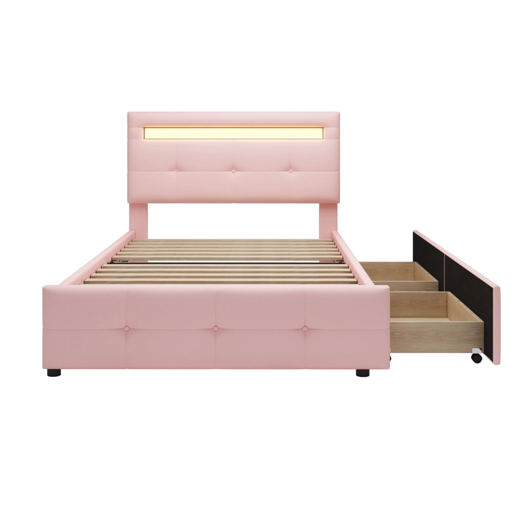 Letto singolo imbottito 90x200 cm rosa