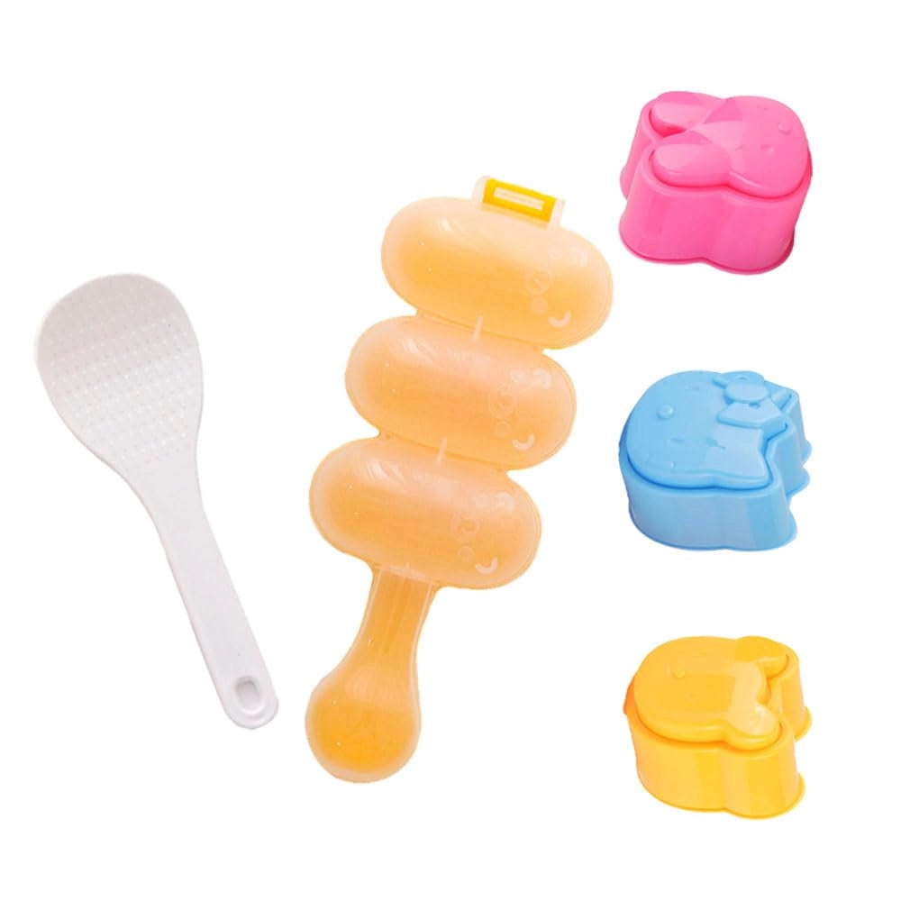 Set di formine per sushi, composto da 5 pezzi, per la preparazione di polpette di riso, con rivestimento antiaderente, ideale per la preparazione casalinga