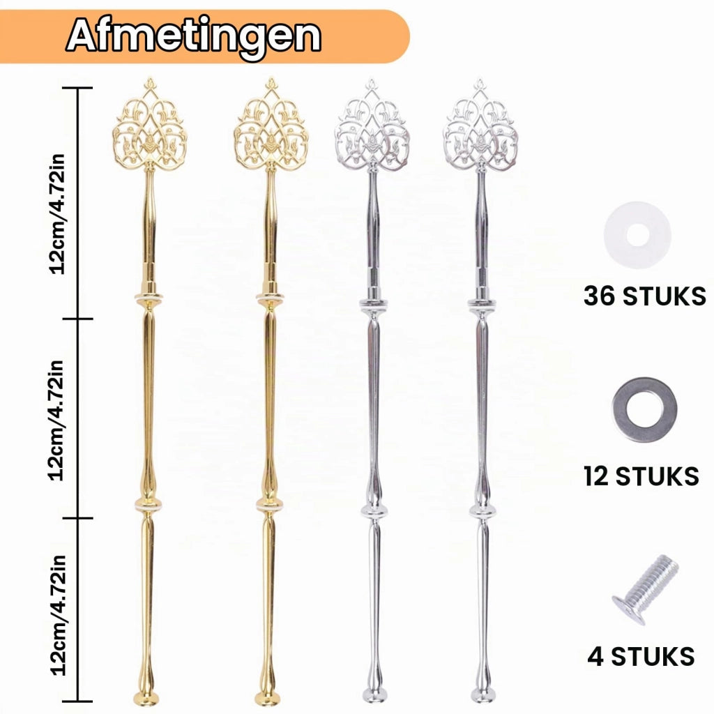 4 supporti per tortiere, dorati e argentati, a forma di , 13,5 cm, per tortiere